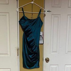 Macy's Teal Ruffled Mini Dress